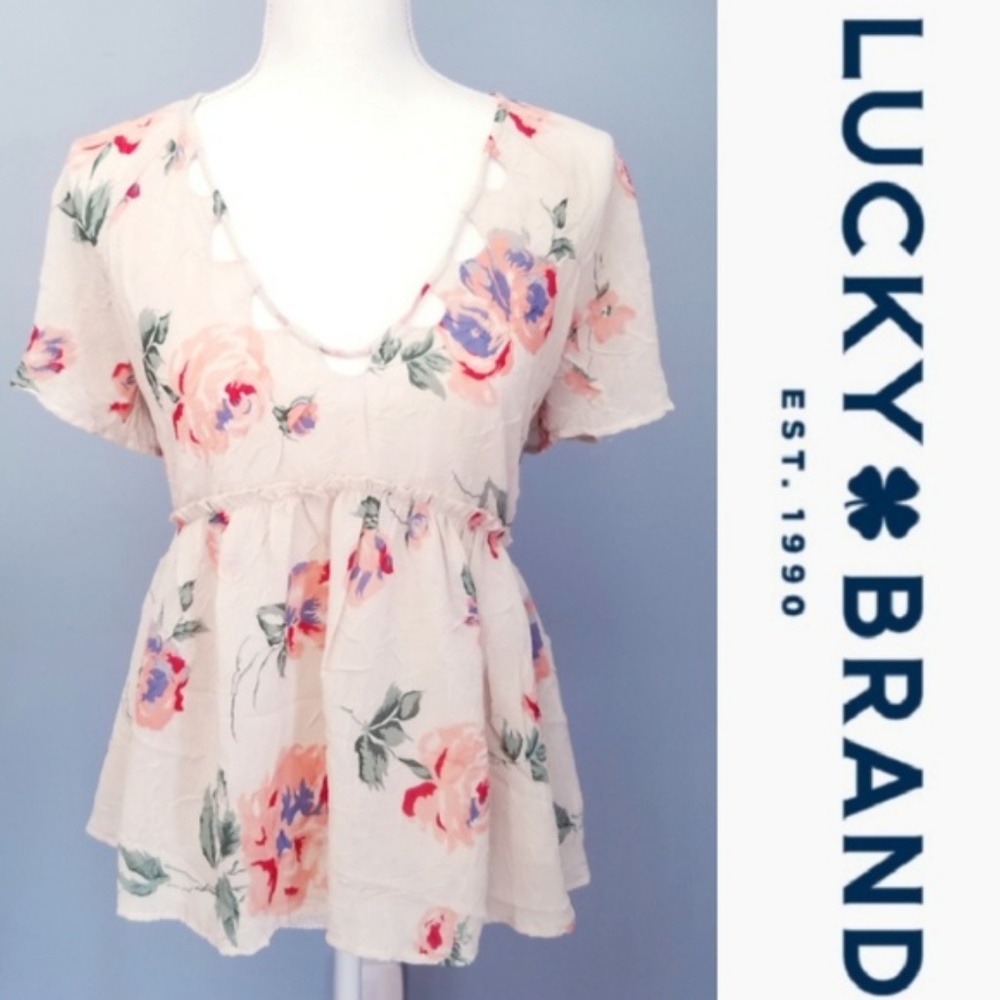 NWT Lucky Brand Floral Flutter Top - Picture 2 of 8